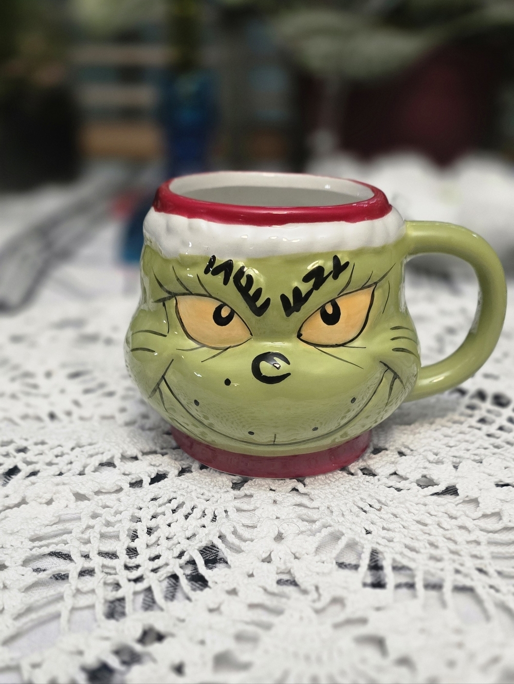 Green Grinch Holiday Ceramic Mug - Festive Character Coffee Cup